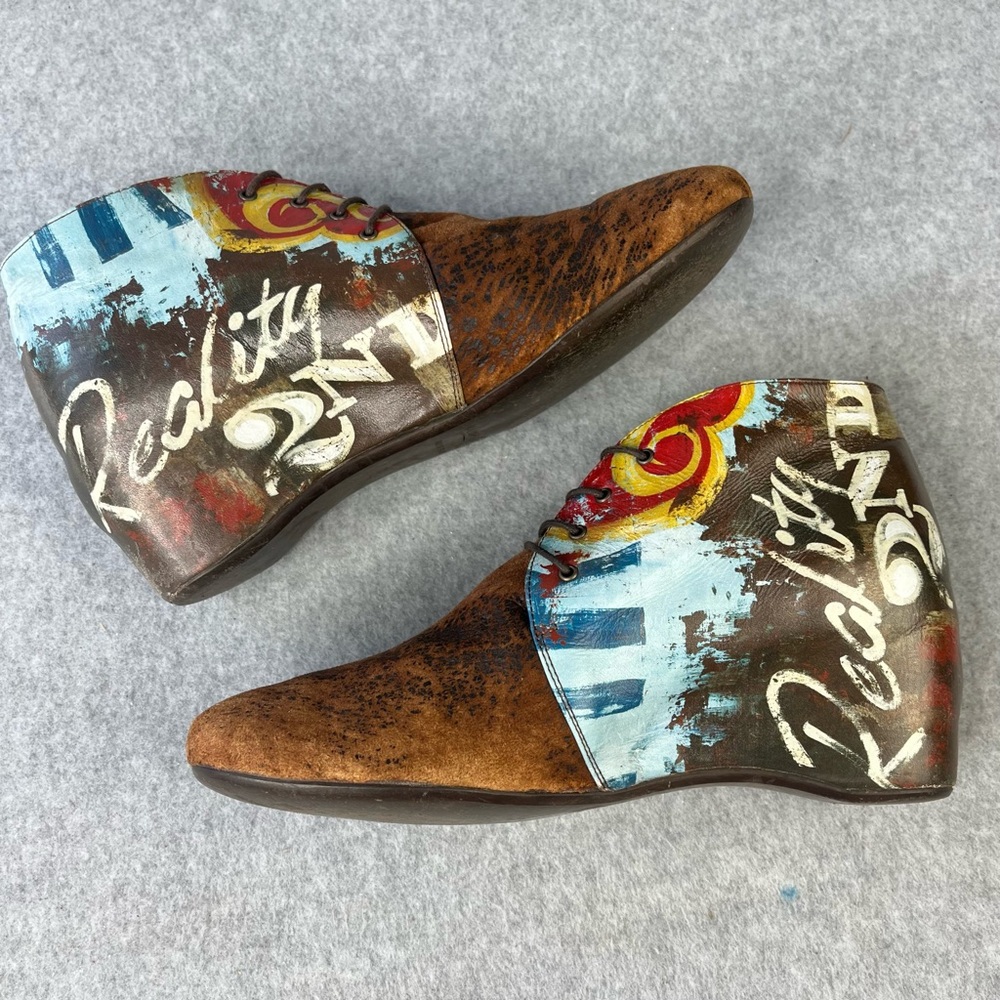 Icon Rodney White Everyday Sorcery Art Booties Italy Leather Covered Wedge Heel